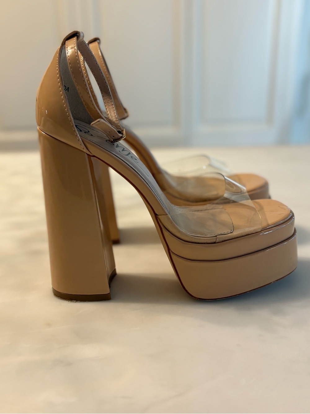 So Me GLENDA Nude Platform High Heel 
with Clear Strap